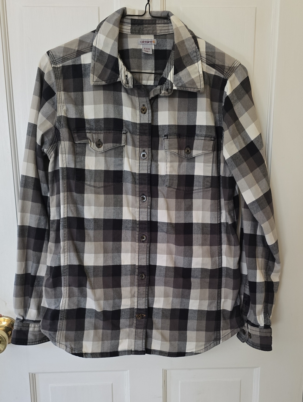 Carhartt Black, Gray Plaid Work Shirt Size S